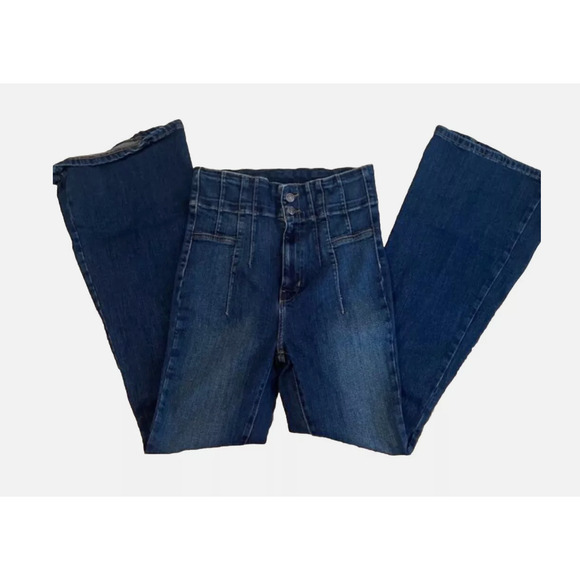 Free People Jayde Flare High Rise Stretch Denim Jeans Blue Size 30 EUC - Picture 4 of 7